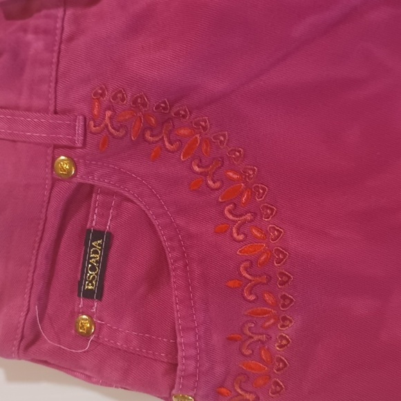 Escada Pink Ombre Tie Dye Embroidered Heart Straight Leg Jeans A23 - Picture 4 of 7